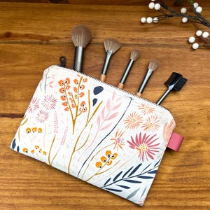 Handmade Floral Zipper Pouch: Cotton Travel Makeup Bag