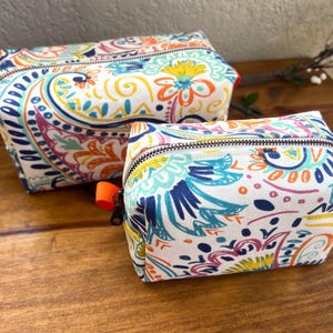 Boho Cotton Canvas Makeup Bag: Travel Cosmetic & Toiletry Bag