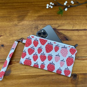 Cell phone wristlet purse, small purse, small zipper purse, small canvas handbag
