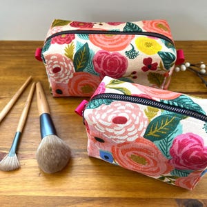Makeup bags, travel cosmetic bag, travel makeup bag, square makeup bag, boxy makeup bag, toiletry bags, boho makeup bag