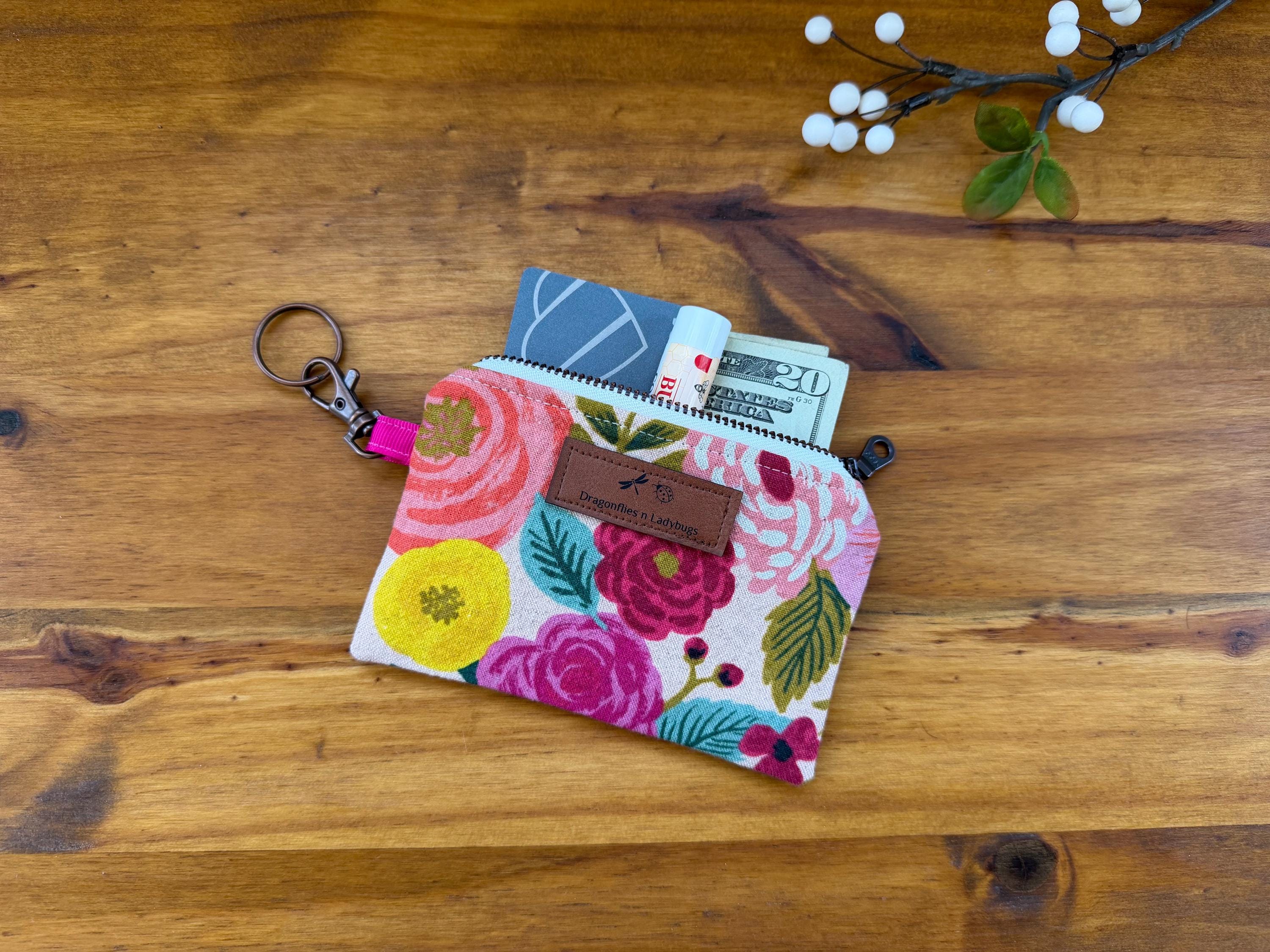 Keychain Wallet: Canvas Zipper Pouch With Keyring - Etsy