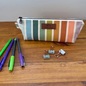 Pencil Pouches: Travel Makeup Brush Case / Canvas pouches , small zipper pouches Rainbow