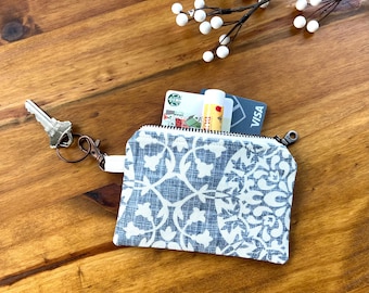 Keychain Wallet: Canvas Zipper Pouch with Lobster Claw