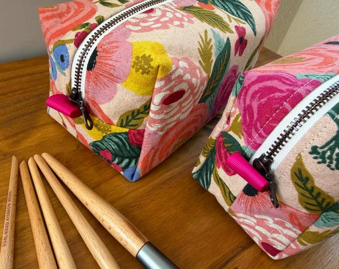 Handmade Cotton Canvas Makeup Bag: Boho Travel Cosmetic Organizer, floral makeup bags