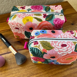 Makeup bags, travel cosmetic bag, travel makeup bag, square makeup bag, boxy makeup bag, toiletry bags, boho makeup bag