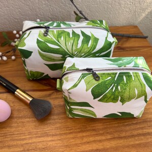 Makeup bag, mini travel cosmetic bag, travel makeup bag, square makeup bag, boxy makeup bag,