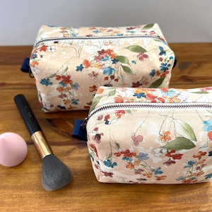 Makeup bags, travel cosmetic bag, travel makeup bag, square makeup bag, boxy makeup bag, toiletry bags, boho makeup bag