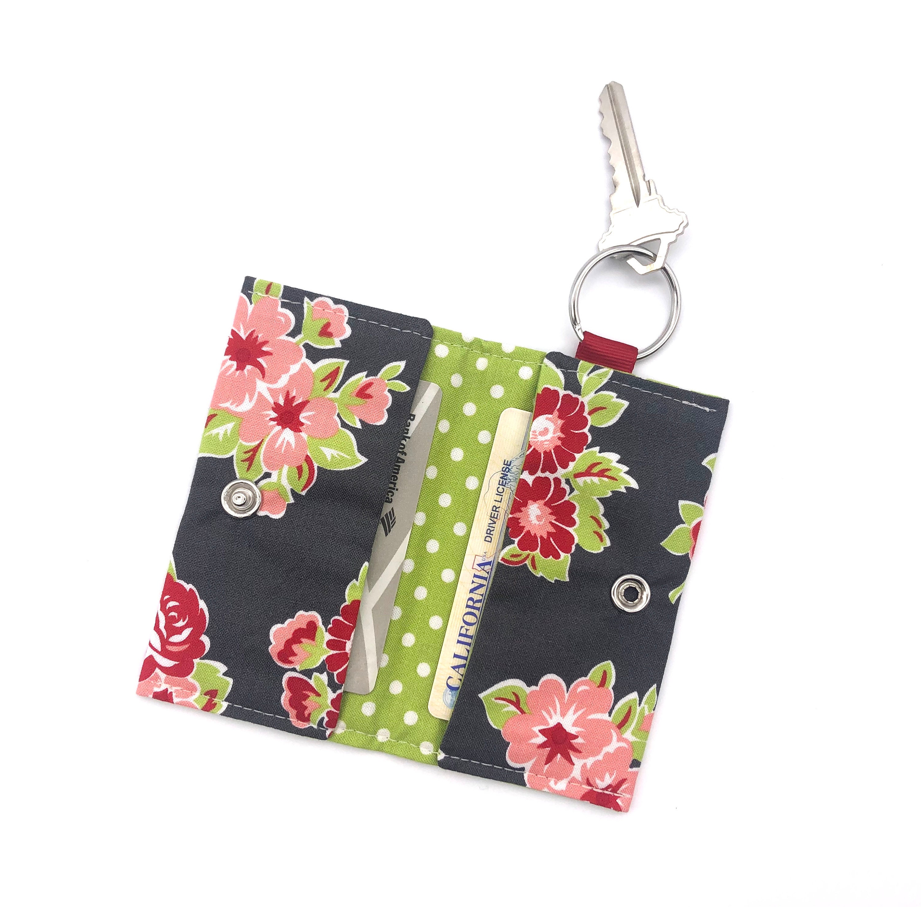 Keychain w/ ID Holder /Mini Wallet / Floral wallets / Etsy