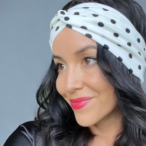 Polka Dot Twist Headband: Wide Stretchy Headband