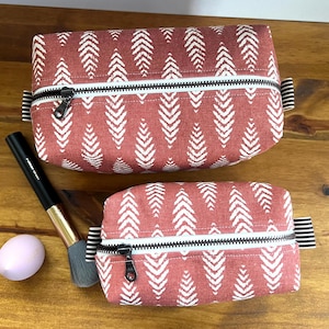 Cotton Canvas Travel Makeup Bag: Boxy Cosmetic & Toiletry Bag