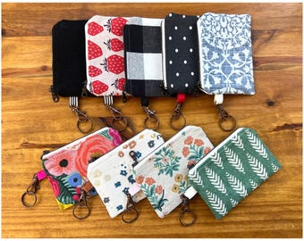 Keychain Wallet: Canvas Zipper Pouch with Keyring