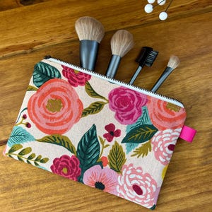 Handmade Cotton Canvas Zipper Pouch: Travel Makeup Bag