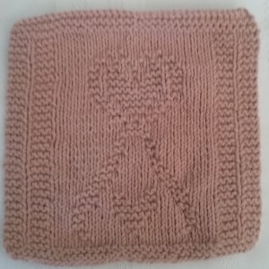 100% Cotton Knitted Dishcloth, Handmade, Softly Taupe, Design - Serving Hearts