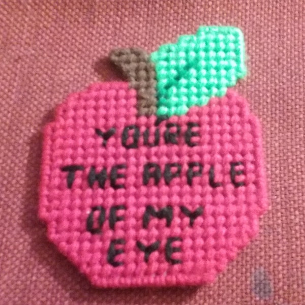 Plastic Canvas Magnet, Apple of My Eyes