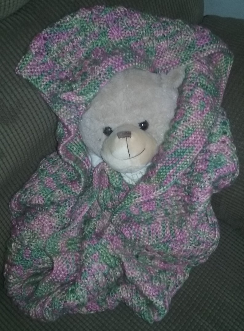 Hand Knitted Baby Blanket Caron Simply Soft Paints Yarn Etsy