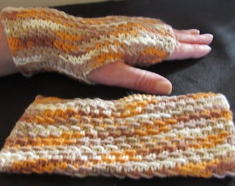 Knitted Hand Warmers - Taupe Ombre