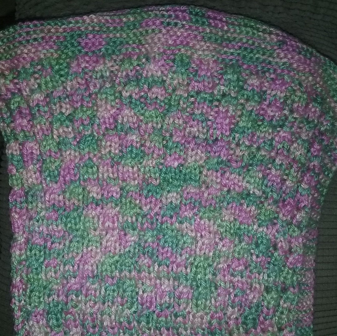 Hand Knitted Baby Blanket Caron Simply Soft Paints Yarn Etsy