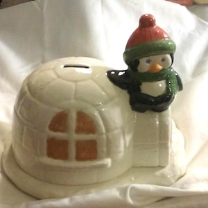 Ceramic Bank - Igloo with Penguin
