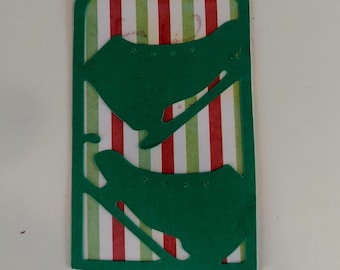 Christmas Gift Tags with Ice Skates for Scrapbooking, Card Making or Gift Giving (set of 3)