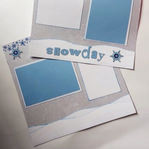 Snow Day Scrapbook 12x12 Two Page Layout, Premade Scrapbook Layout Winter Theme, Non Digital Snowy Pages - Snowflake Pages
