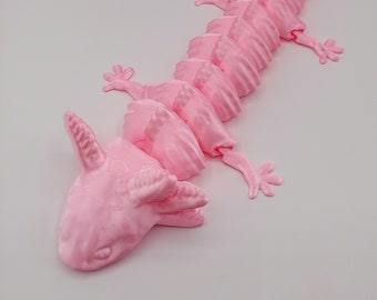 Pink Axolotl Figurine: 3D Printed Articulated Toy