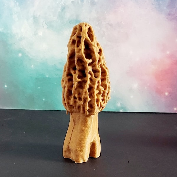 Morel Mushroom Decoration,  Morel Mushroom Ornament, Morel Mushroom Figurine in Walnut