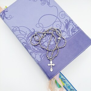 Elizabeth, Catholic Rosary, Gift for Graduation or Wedding, Beaded Prayer Necklace, Cross Necklace, Silver Rosary
