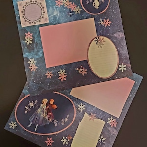 Frozen Theme with Anna, Elsa and Olaf Scrapbook 12x12 Two Page Layout, Premade Scrapbook Layout winter theme, Non Digital Pages