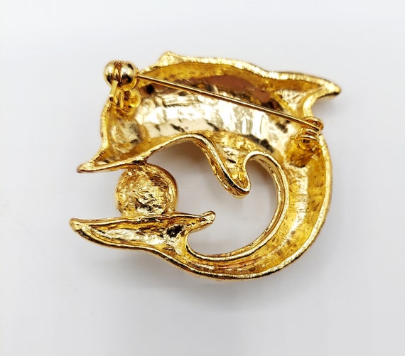 Dolphin Broach, gold plated Dolphin Broach with f… - image 6