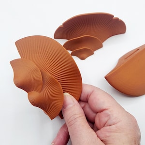 Rustic Wooden Mushroom Shelf Set – 3D Printed Polypore & Oyster Mushroom Wall Shelves (Set of 3) - Gift for Dad - Whimsical Home Decor