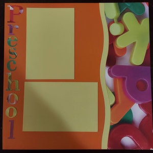 Preschool Scrapbook 12x12 Two Page Layout, Premade Scrapbook Layout for first day of school, Non Digital School Days Pages