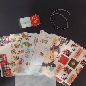 Christmas Scrap Pack: Cardstock, Ribbon & Washi Tape - Junk Journal Embellishments