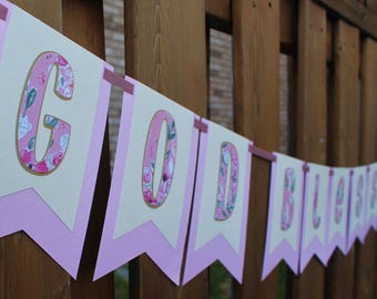 Personalized Baptism Banner - Christening Banner - First Communion Banner - Confirmation - Dedication - God Bless Banner - Baptism Decor
