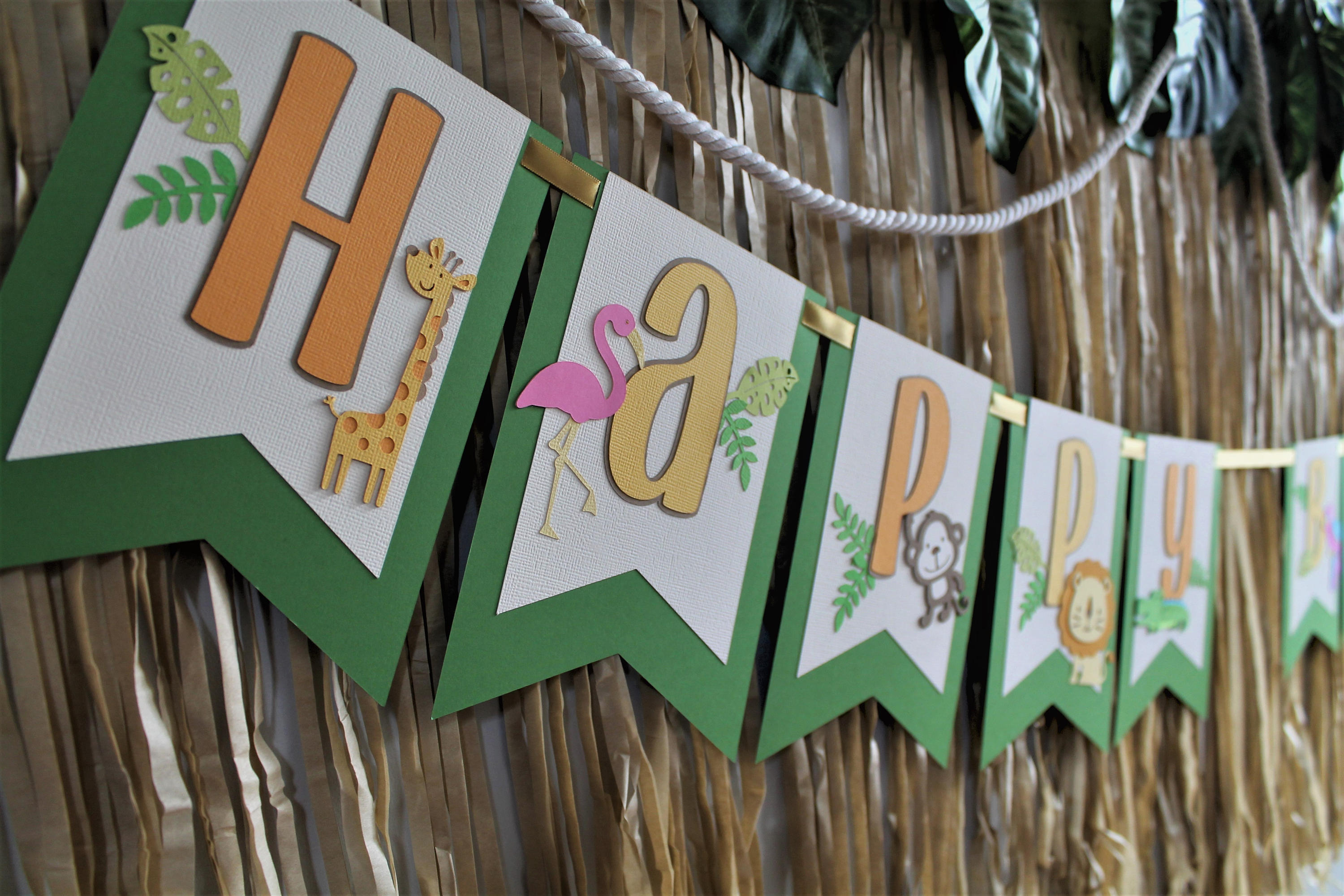 Jungle Birthday Banner Jungle Themed Party Birthday Party Etsy