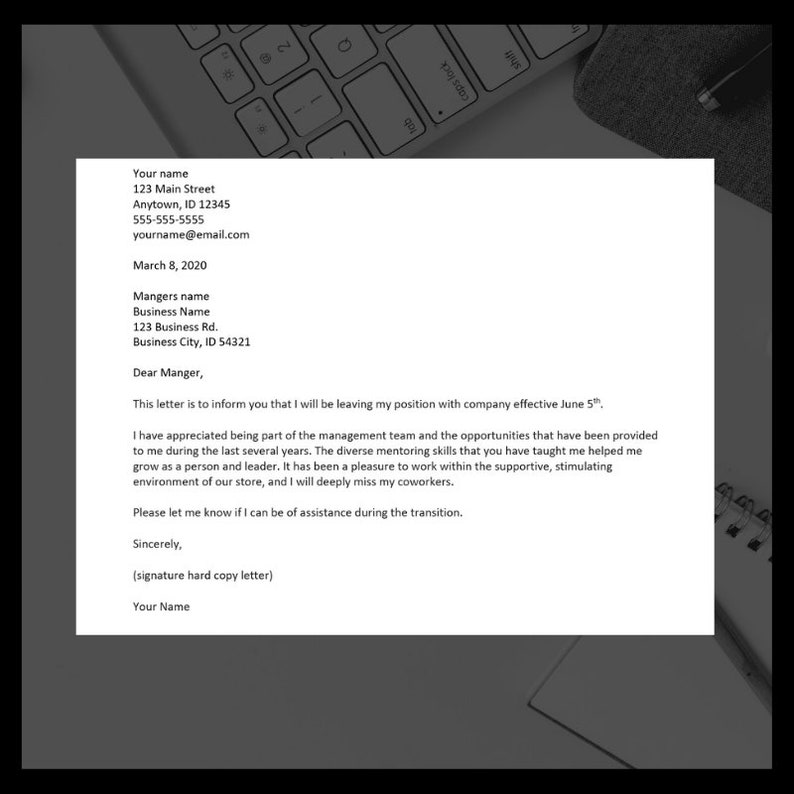 Resignation Letter Template | Simple Professional Letter Template | Minimalist Resignation Letter | Editable Resignation Letter Template image 2