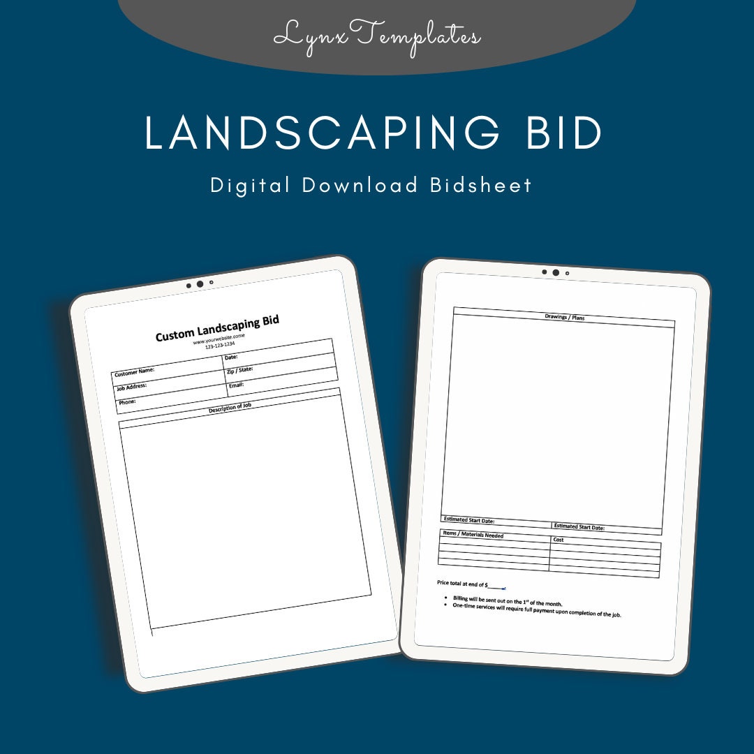 Landscaping Bid Sheet Landscaping Agreement Template Bid Proposal Form Landscaping Bid Sheet Landscaping Agreement Template Bid Proposal Form
