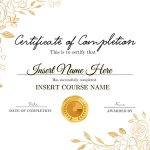Printable graduation certificate completion