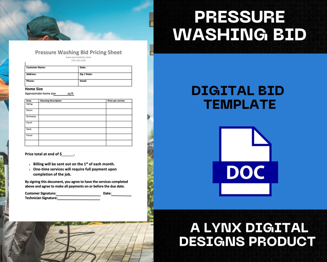 Pressure Washing Digital Bid Sheet Pressure Cleaning power Washing Pressure Washing Digital Bid Sheet Pressure Cleaning power Washing