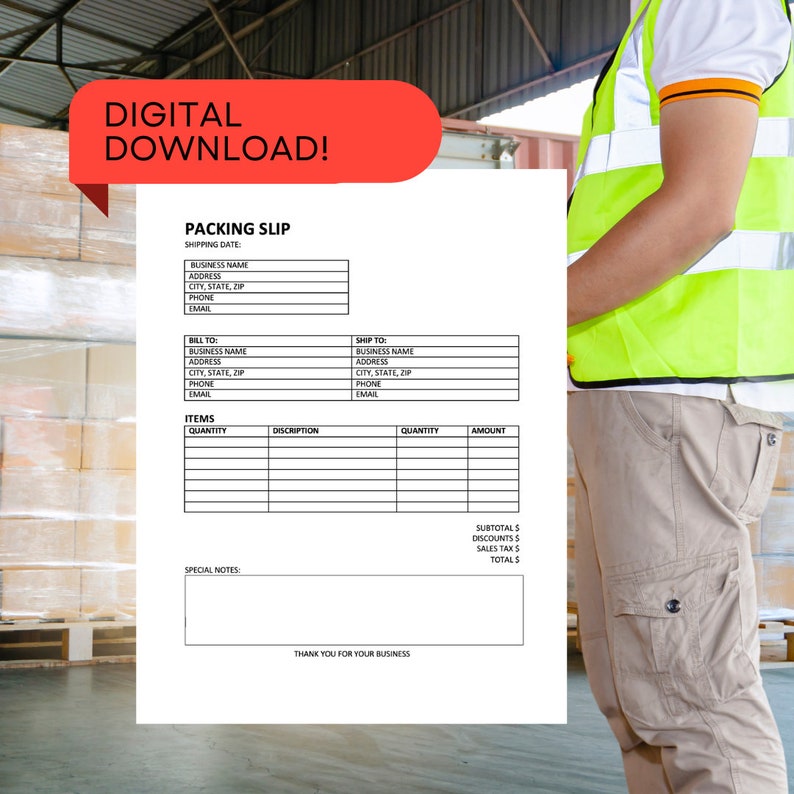 Packing Slip Delivery Slip Digital Download Etsy