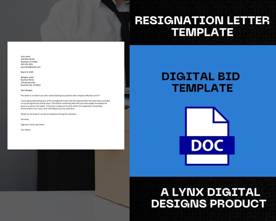 Resignation Letter Template | Simple Professional Letter Template | Minimalist Resignation Letter | Editable Resignation Letter Template