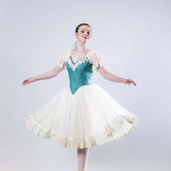 romantic tutu - duck egg blue flock spot tulle