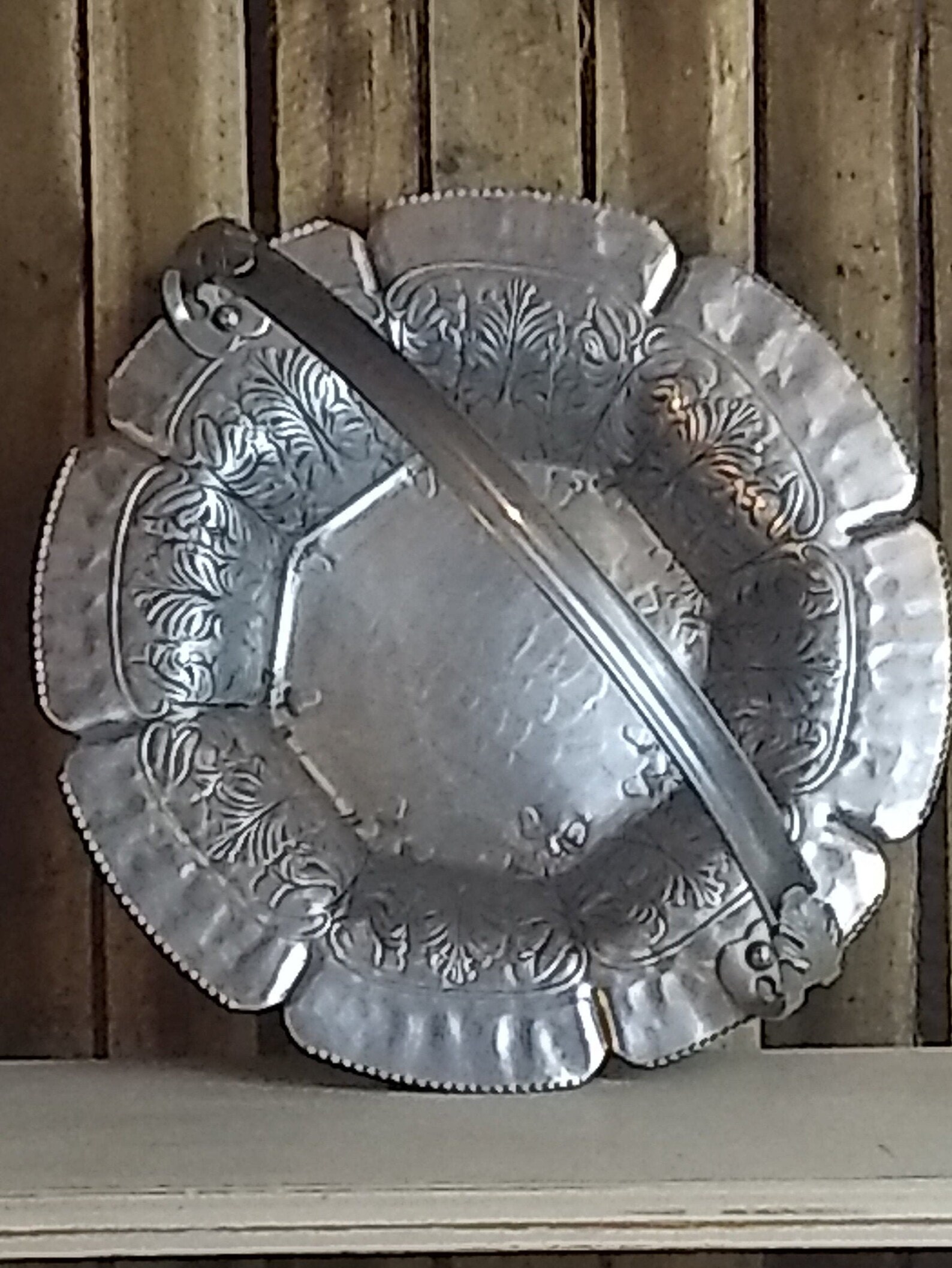 Aluminum Tray Vintage Round Metal Tray With Handle Vintage Etsy