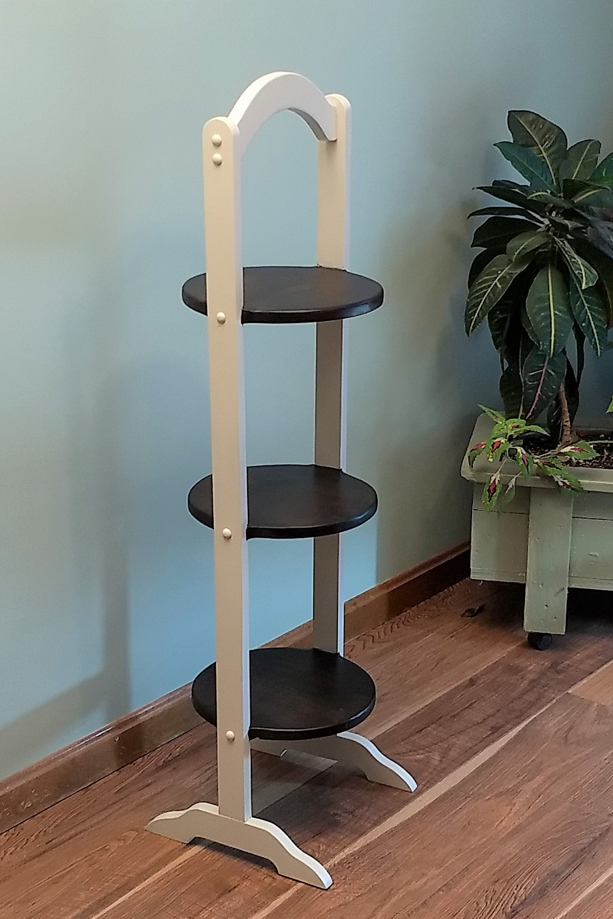 Three Tiered Wood Shelf, Free Standing Wood Shelf, Handmade Vintage