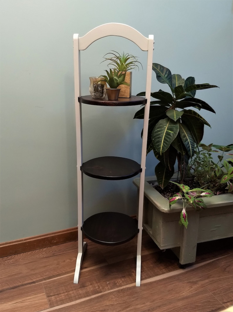 Three Tiered Wood Shelf, Free Standing Wood Shelf, Handmade Vintage