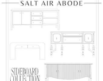 AutoCAD Classic Sideboard Blocks: 2D Furniture Plans (Digital Download)