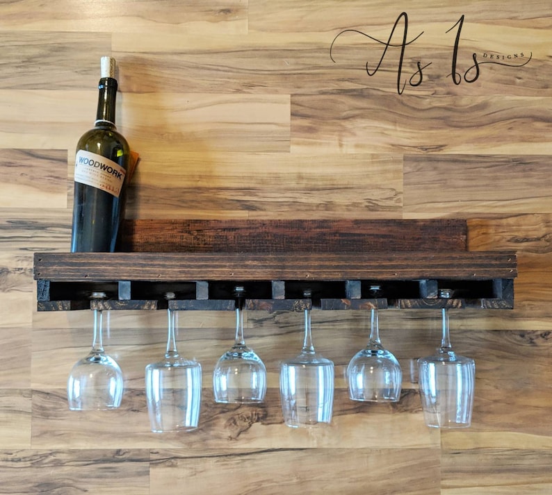 Wood Wine Rack Shelf House Warming Gift Bar Accessories Etsy