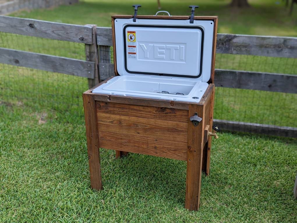 Wooden yeti cooler stand sales