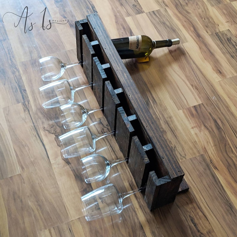 Wood Wine Rack Shelf House Warming Gift Bar Accessories Etsy