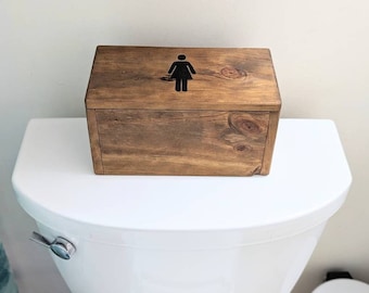 Stylische Holz-Box Für Damenhygiene - 2 Fächer Mit Deckel Für Tampons & Binden