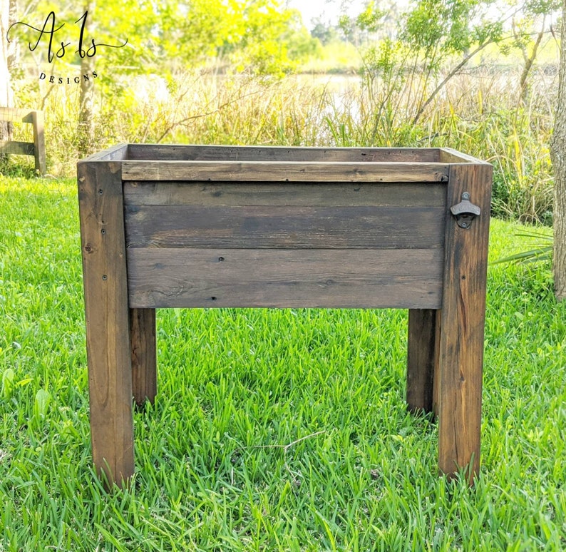 Cooler Stand, STAND ONLY, Standing Rustic Wood Drink Cooler, Guys Birthday, Outdoor, Sports Tailgate Football Party, Spring, Mothers Father image 5